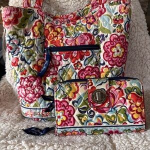 Vera Bradley retired hope garden quilted tote with matching wallet see details